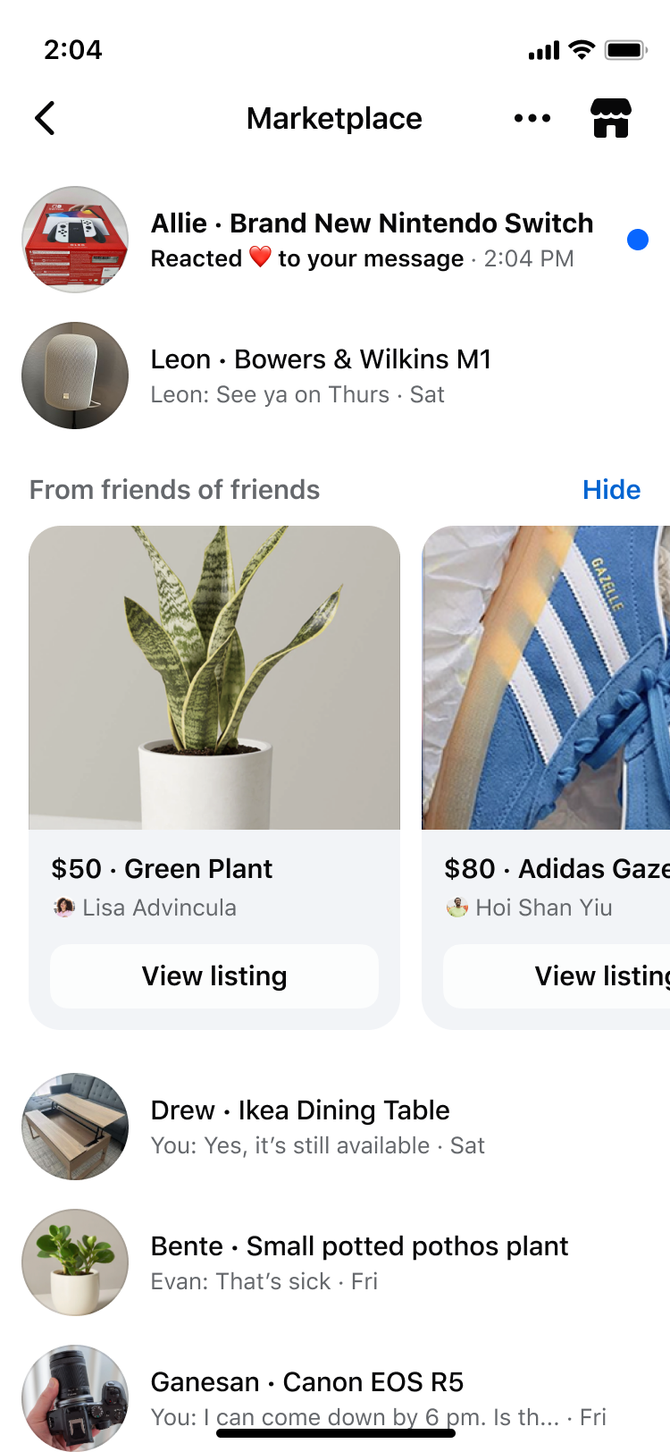 Friends of Friends in Messenger — variant 1
