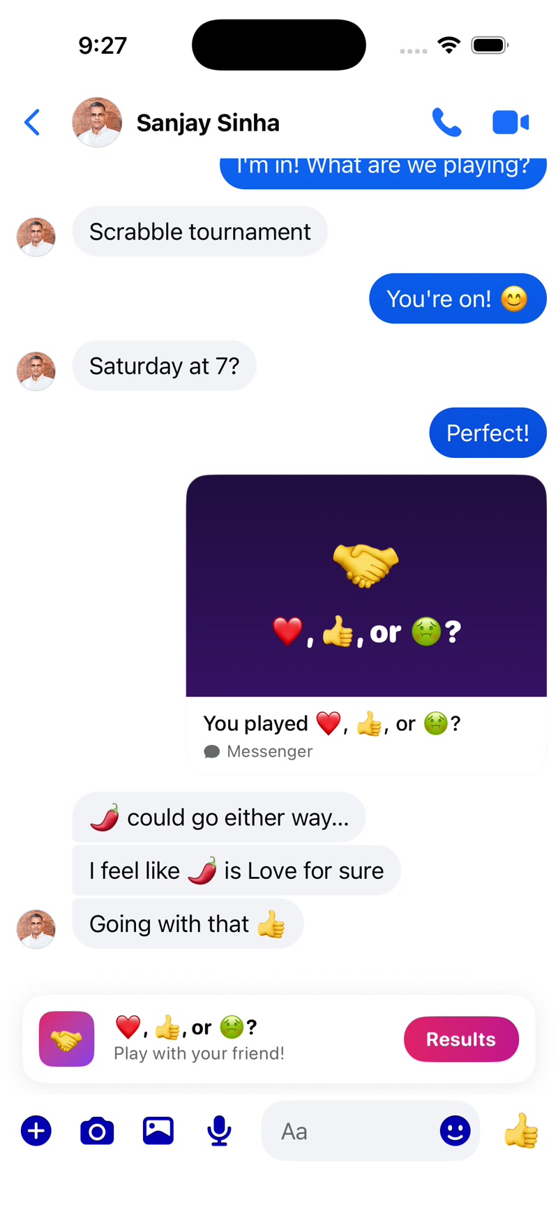 Friend discussing guesses in chat